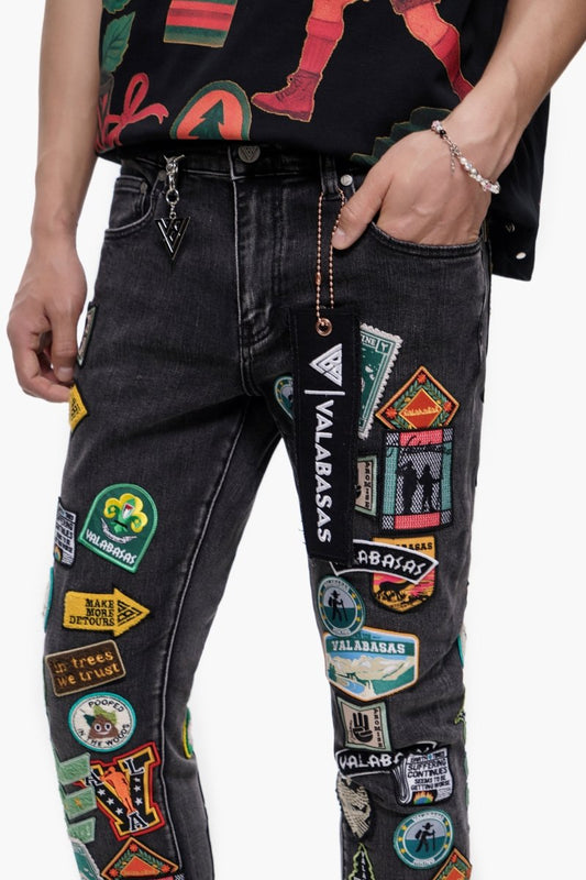 Axis Stacked Black Grey Jean - Valabasas