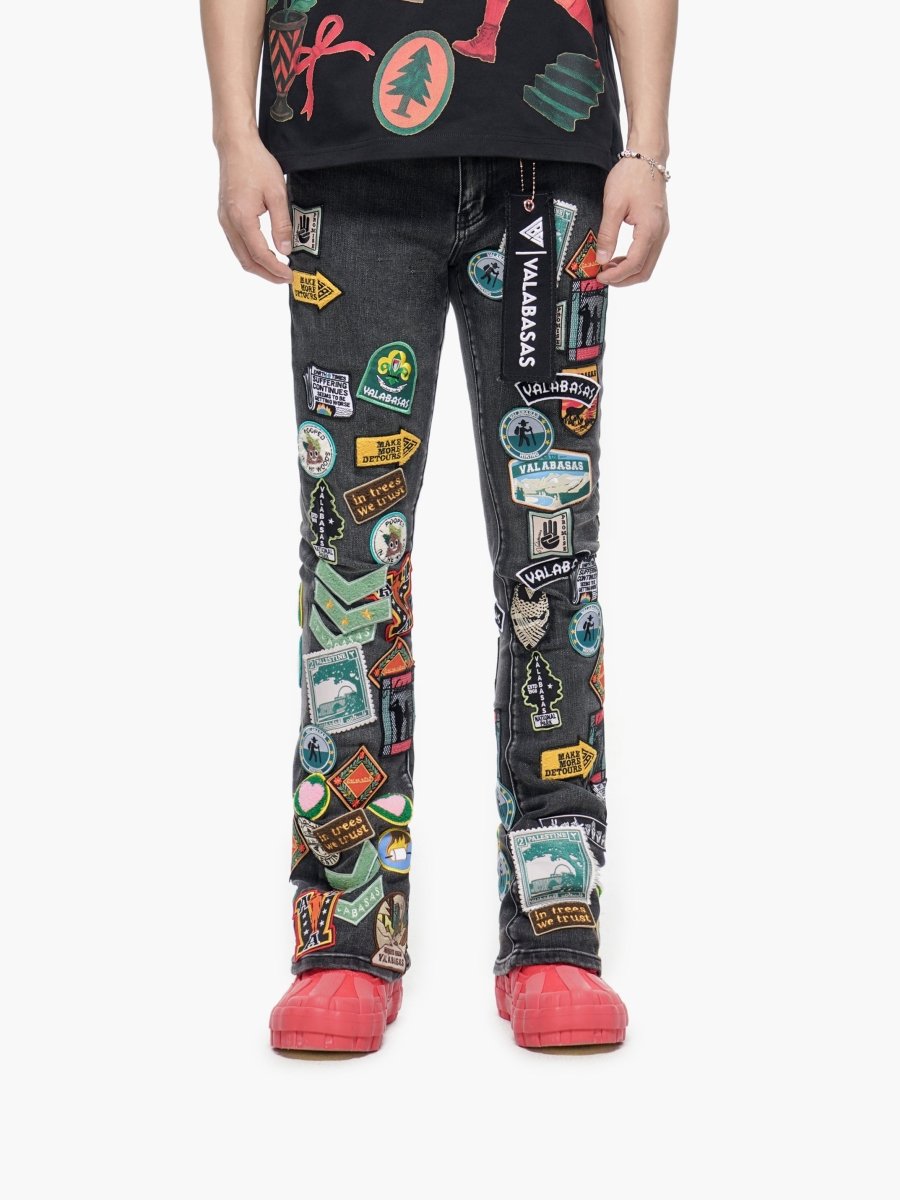 Axis Stacked Black Grey Jean - Valabasas