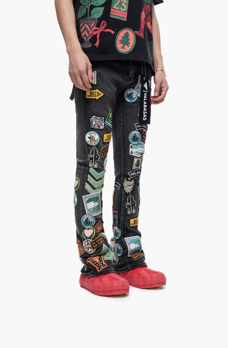 Axis Stacked Black Grey Jean - Valabasas