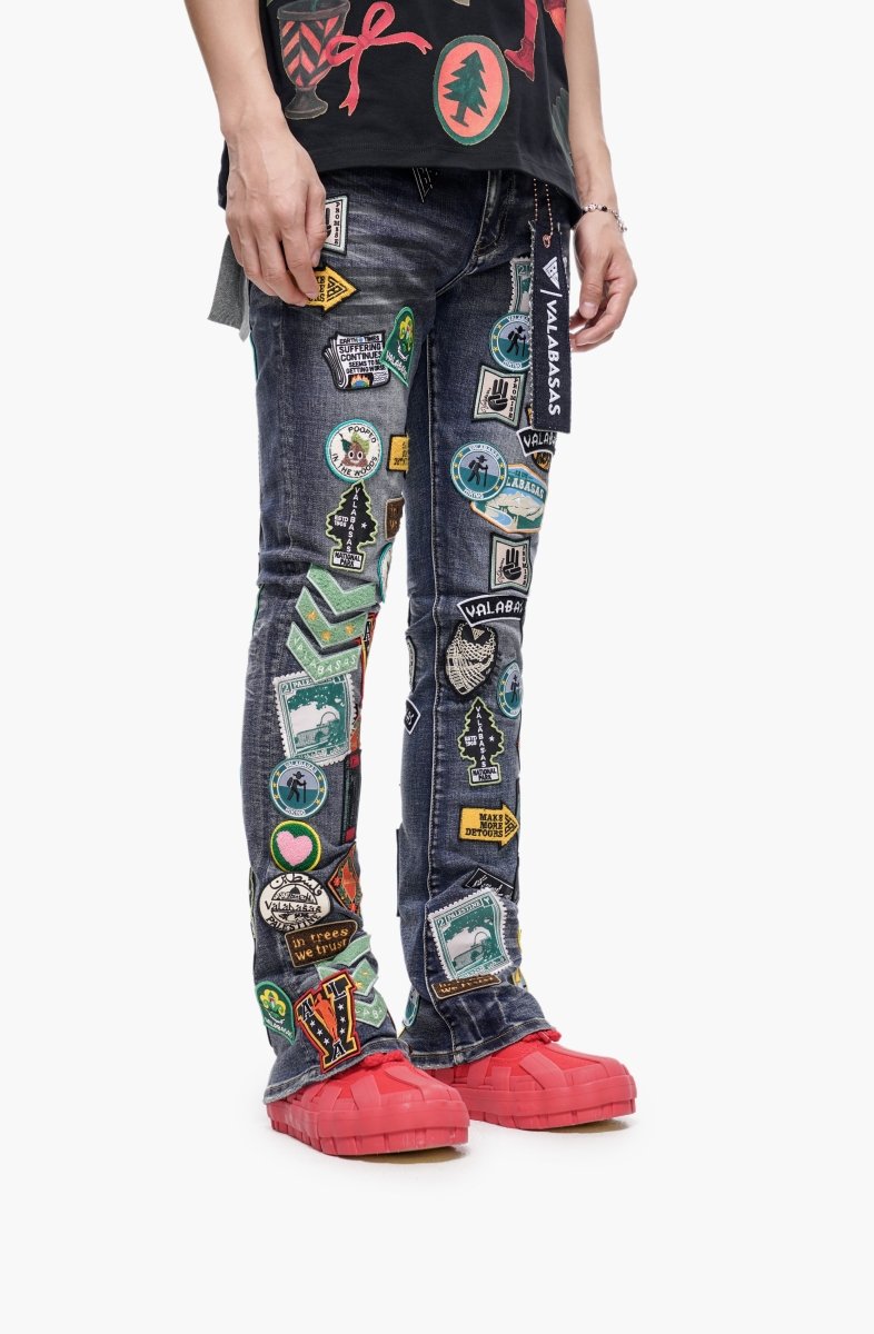 Axis Stacked Blue Wash Jeans - Valabasas