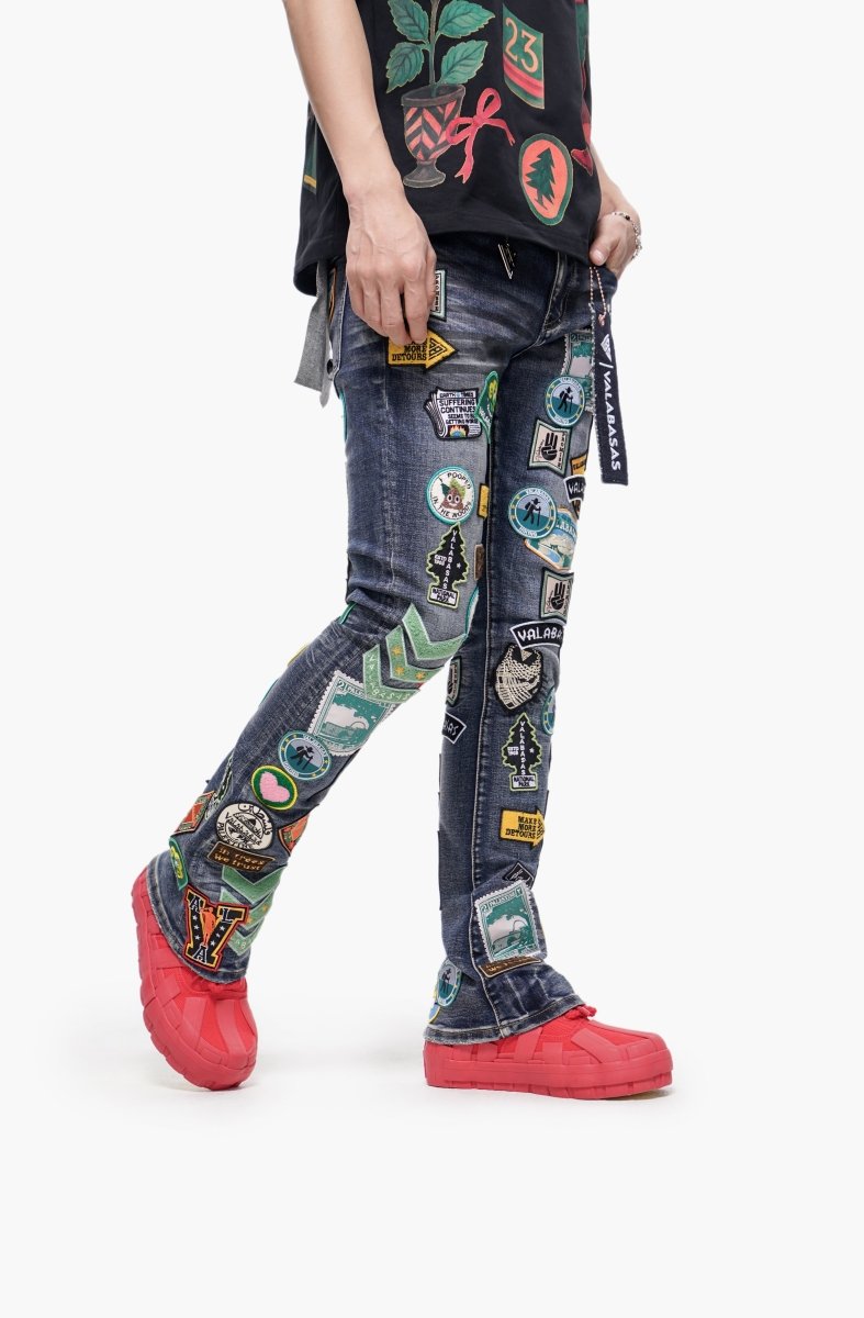 Axis Stacked Blue Wash Jeans - Valabasas