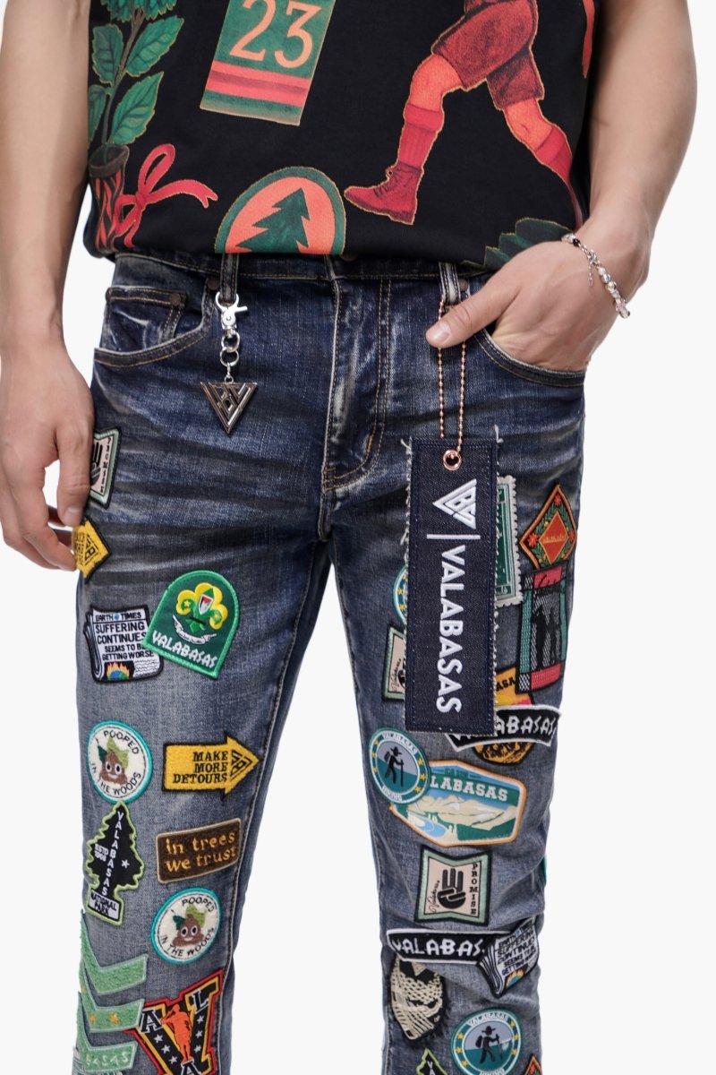 Axis Stacked Blue Wash Jeans - Valabasas