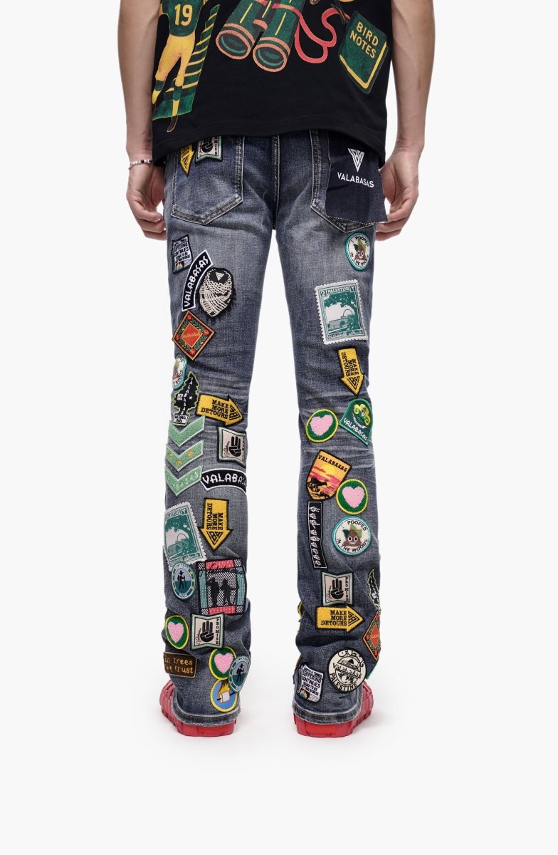 Axis Stacked Blue Wash Jeans