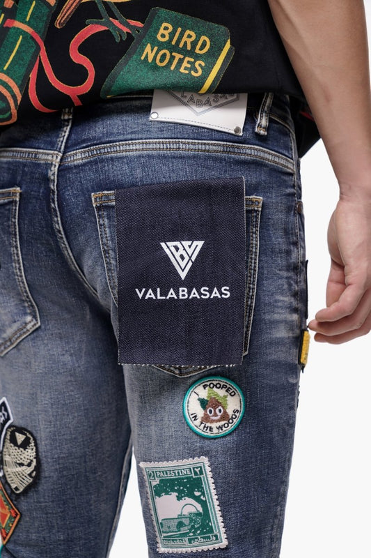 Axis Stacked Blue Wash Jeans - Valabasas