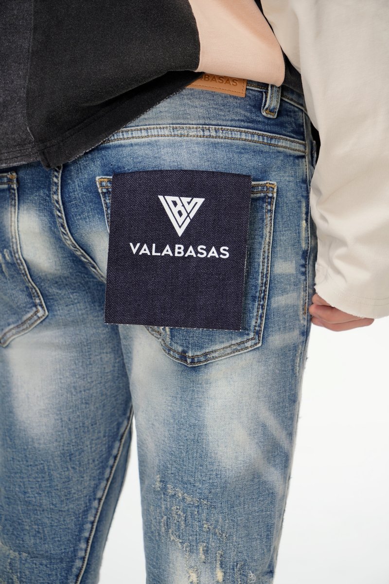 Bald Stacked Flare Jeans Vintage Blue - Valabasas