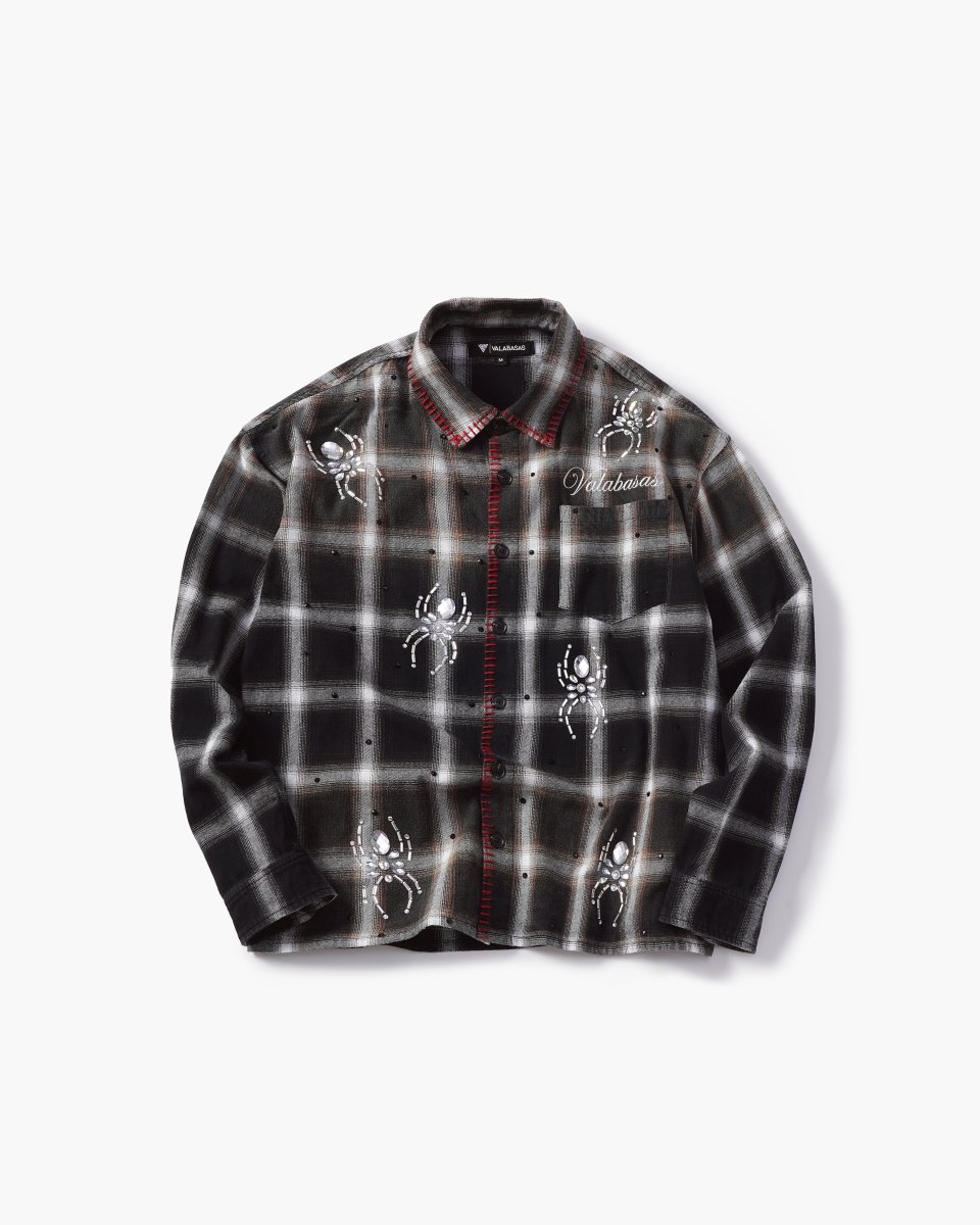 Black Widow Black White Plaid Flannel - Valabasas