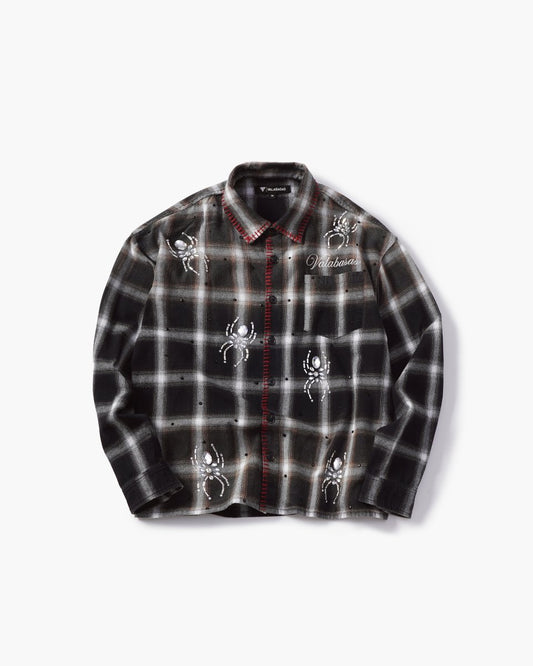 Black Widow Black White Plaid Flannel - Valabasas