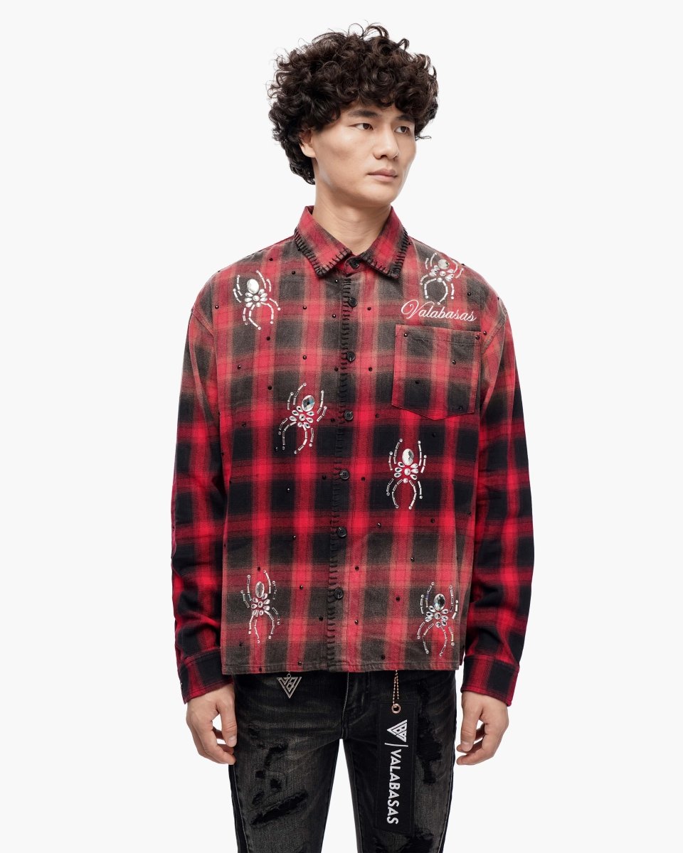 Black Widow Red Black Plaid Flannel - Valabasas