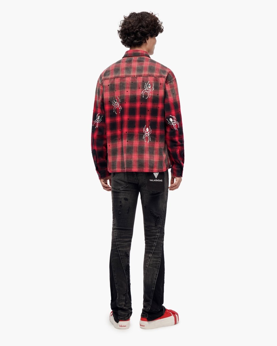 Black Widow Red Black Plaid Flannel - Valabasas