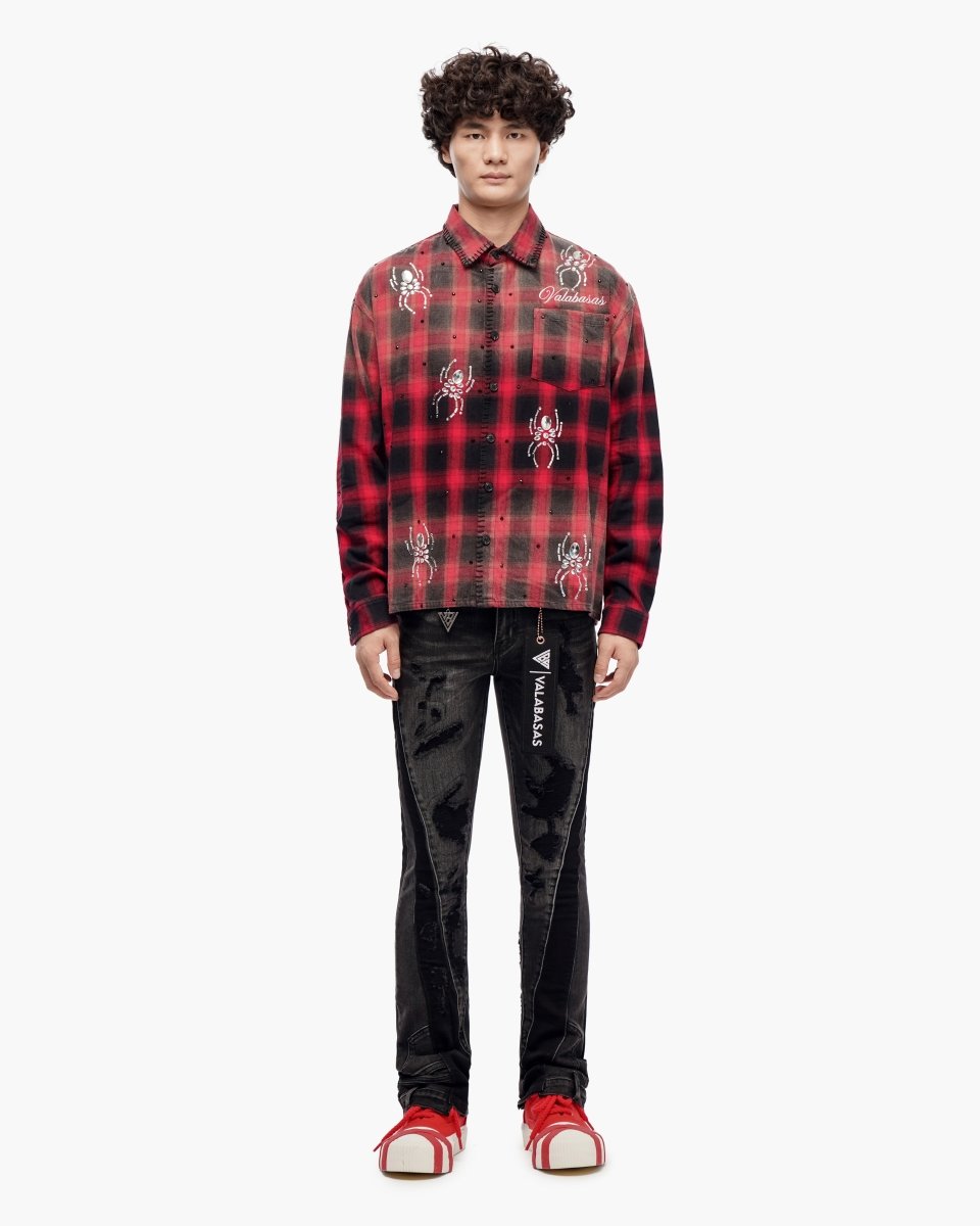Black Widow Red Black Plaid Flannel - Valabasas