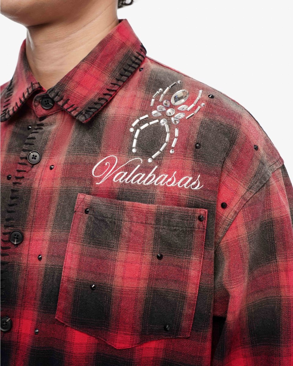 Black Widow Red Black Plaid Flannel - Valabasas