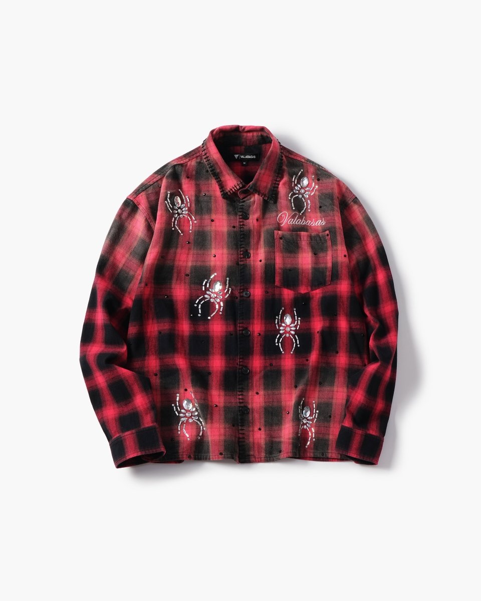 Black Widow Red Black Plaid Flannel - Valabasas