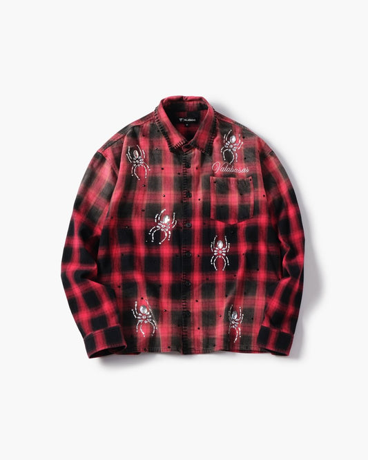 Black Widow Red Black Plaid Flannel - Valabasas
