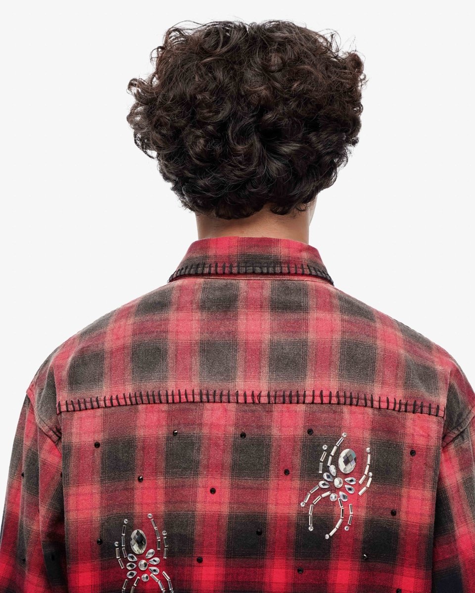 Black Widow Red Black Plaid Flannel - Valabasas