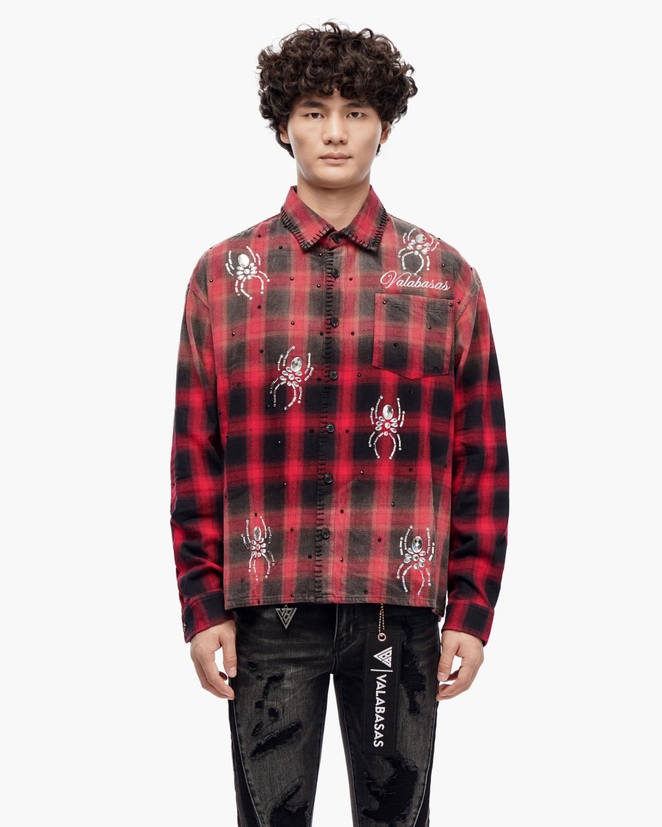 Black Widow Red Black Plaid Flannel - Valabasas