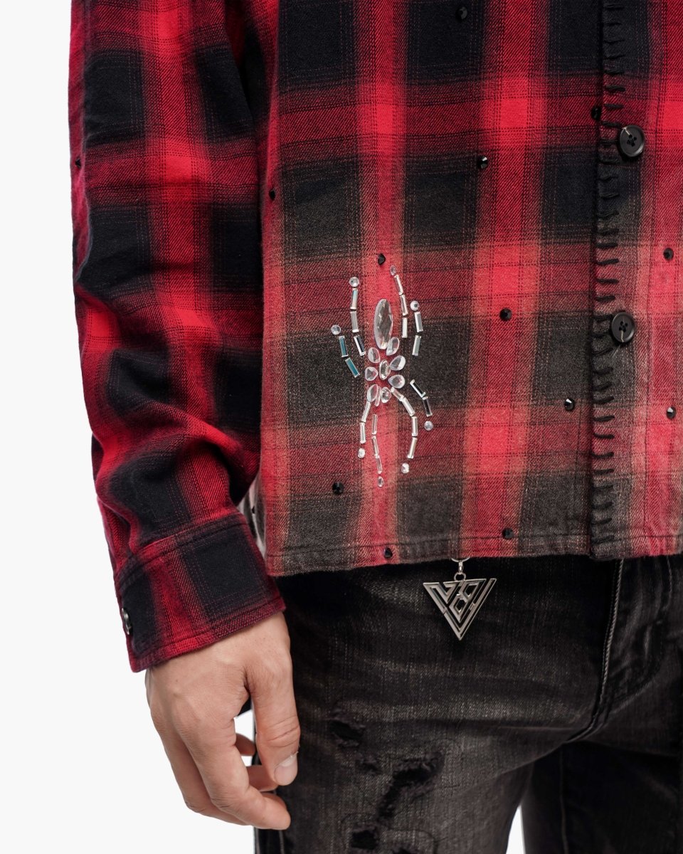 Black Widow Red Black Plaid Flannel - Valabasas