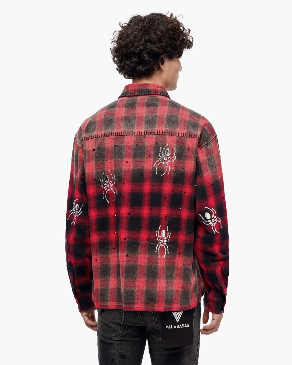 Black Widow Red Black Plaid Flannel - Valabasas