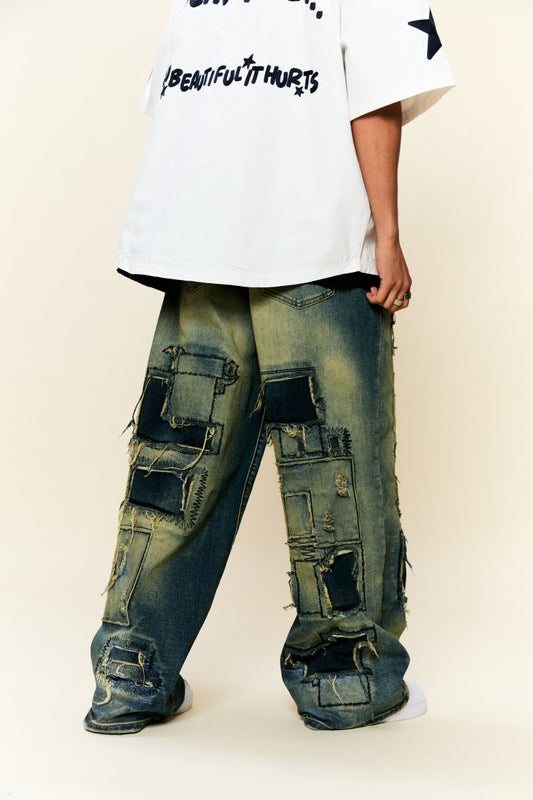 "BLUEPRINT" BAGGY DENIM JEAN VINTAGE BLUE - Valabasas