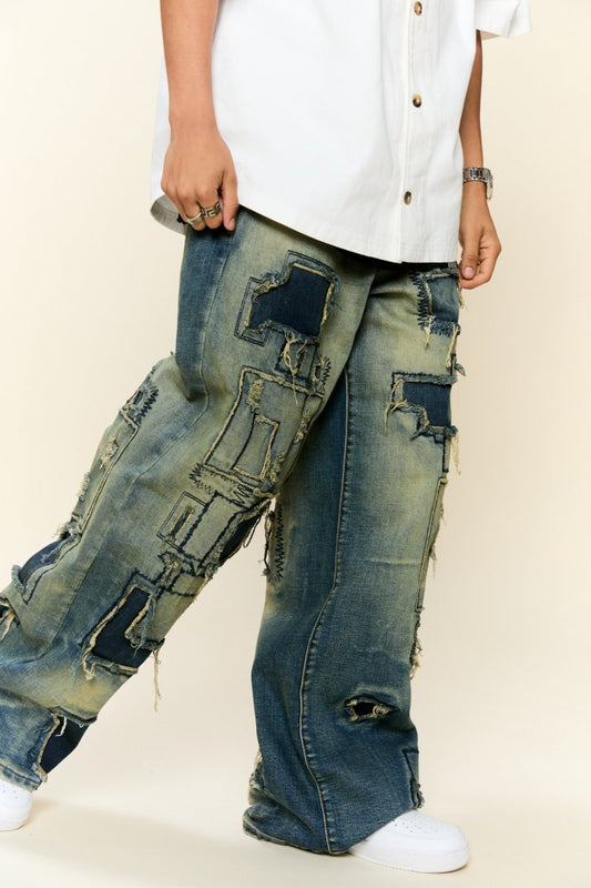 "BLUEPRINT" BAGGY DENIM JEAN VINTAGE BLUE - Valabasas