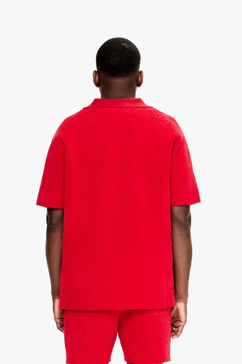 Branding Knit Button Down Red - Valabasas
