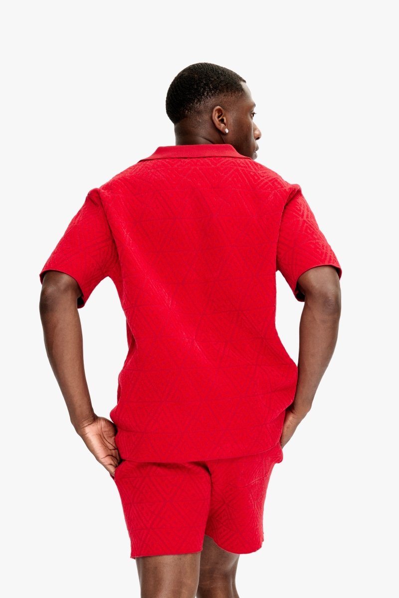 Branding Knit Button Down Red - Valabasas