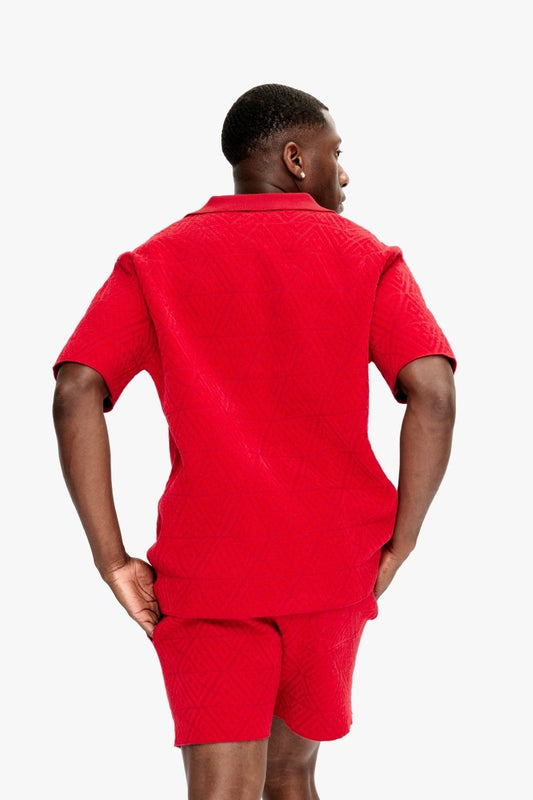 Branding Knit Button Down Red - Valabasas