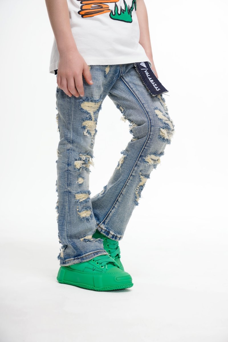Breach Kids Stacked Denim Blue Vintage Wash - Valabasas
