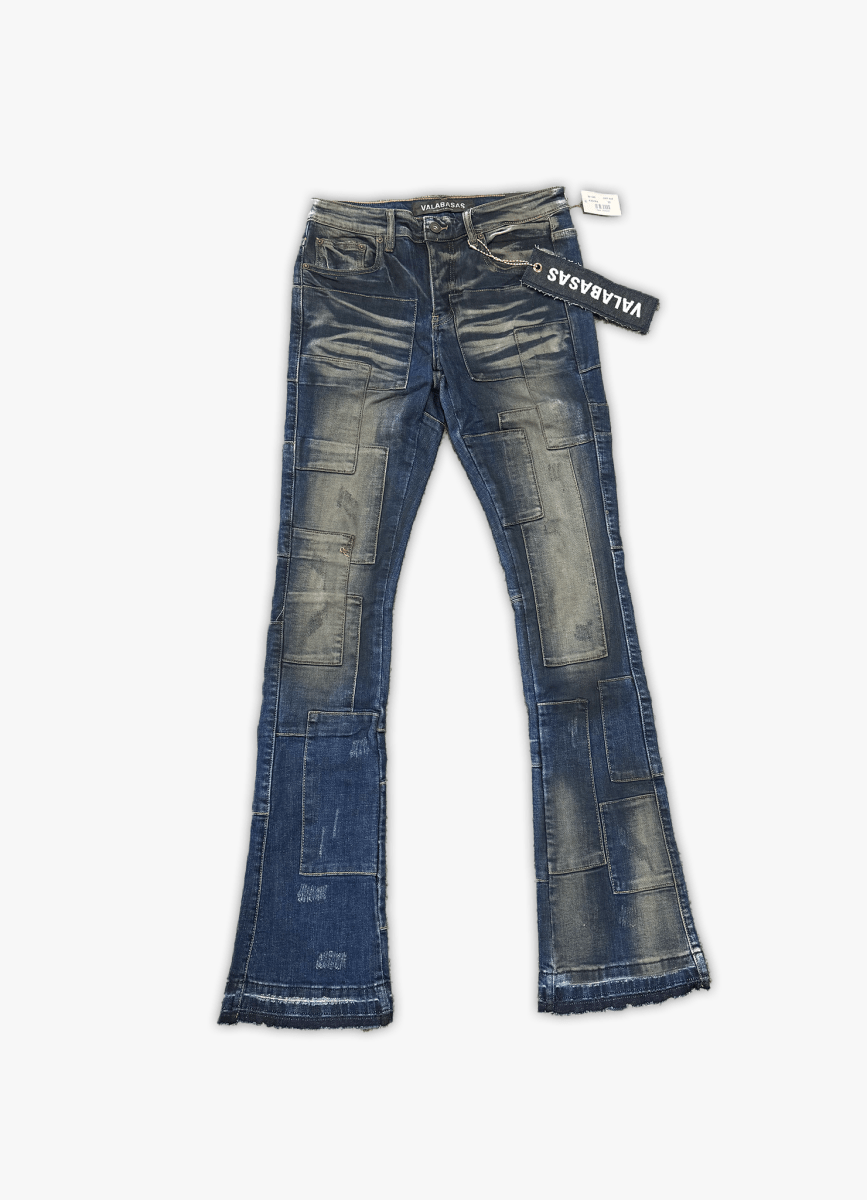 "BRICKS" DENIM STACKED DIRTY BLUE - Valabasas
