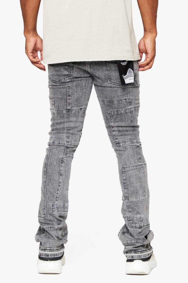 "BRICKS" STACKED FLARE JEAN LT GREY - Valabasas