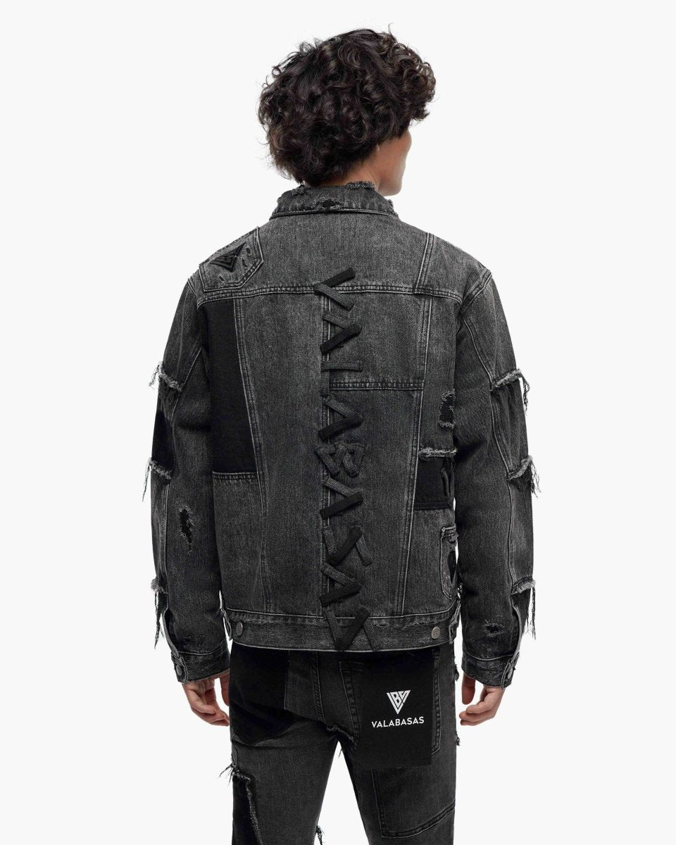 Caelric Black Grey Denim Jacket - Valabasas