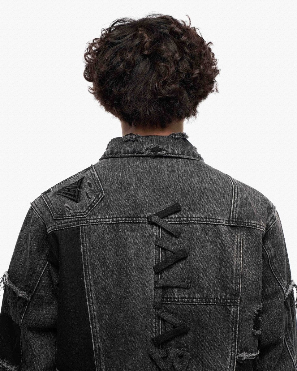 Caelric Black Grey Denim Jacket - Valabasas