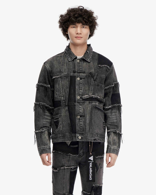 Caelric Black Grey Denim Jacket - Valabasas