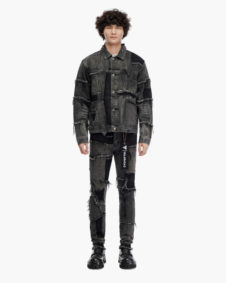 Caelric Black Grey Denim Jacket - Valabasas