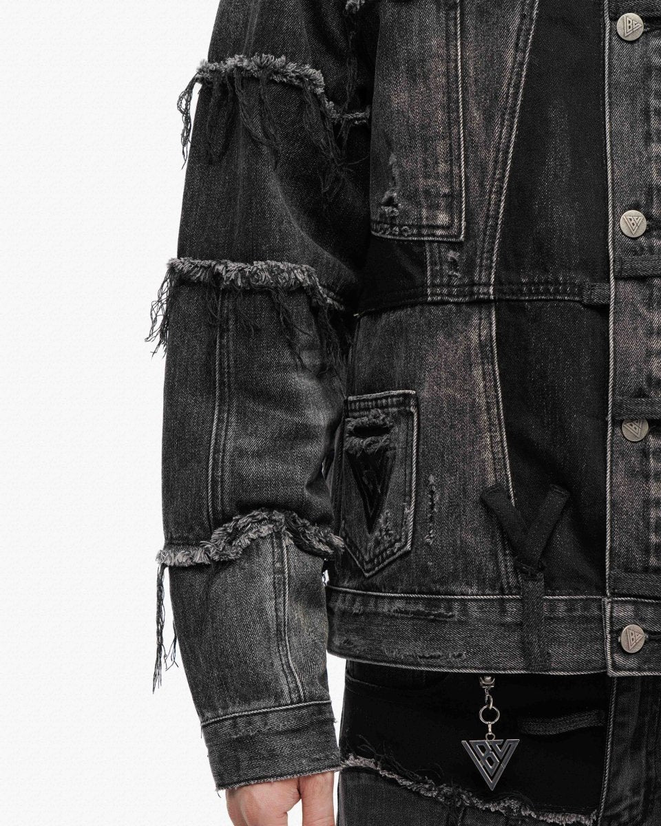 Caelric Black Grey Denim Jacket - Valabasas