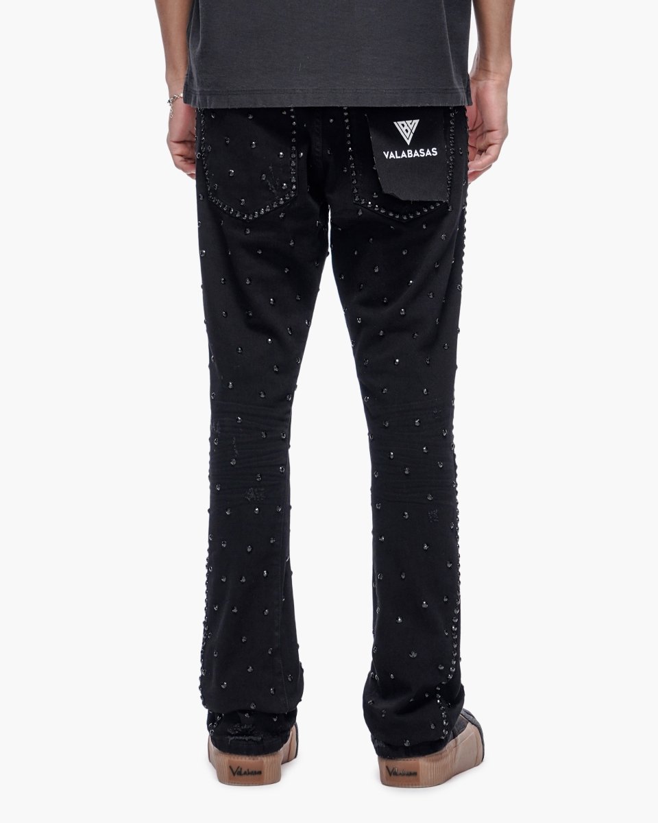 Canal Stacked Jet Black Jeans – Valabasas
