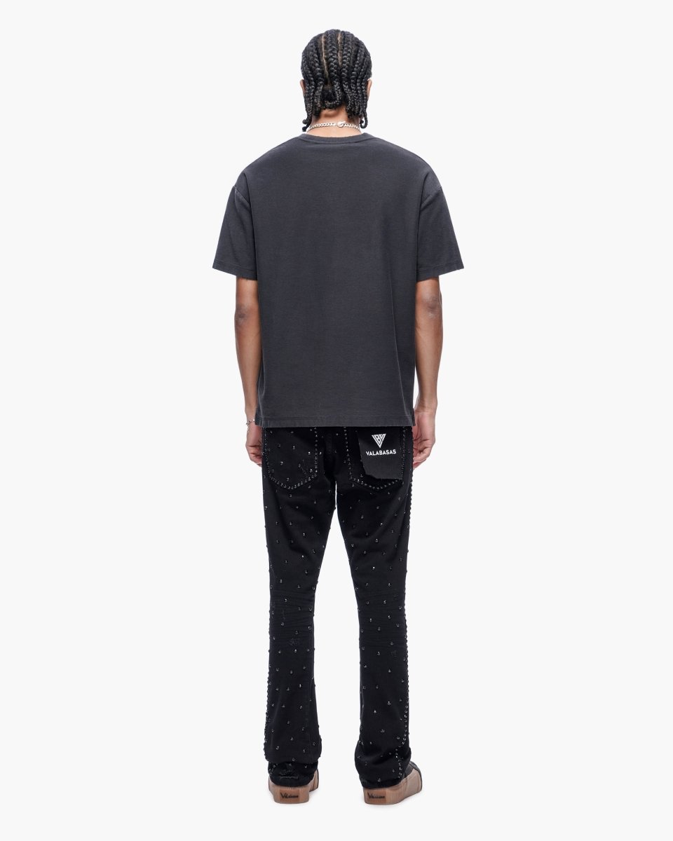 Canal Stacked Jet Black Jeans - Valabasas