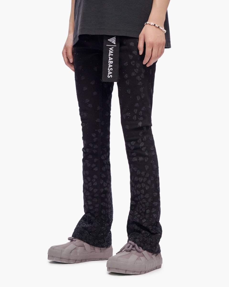 Canite Stacked Jet Black Jeans - Valabasas
