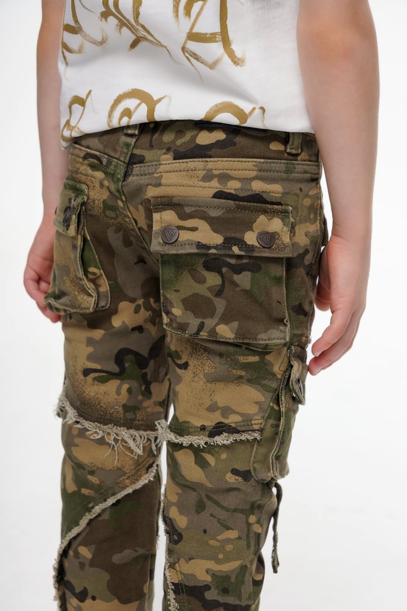 Canteen Kids Stacked Denim Cargos Camo - Valabasas