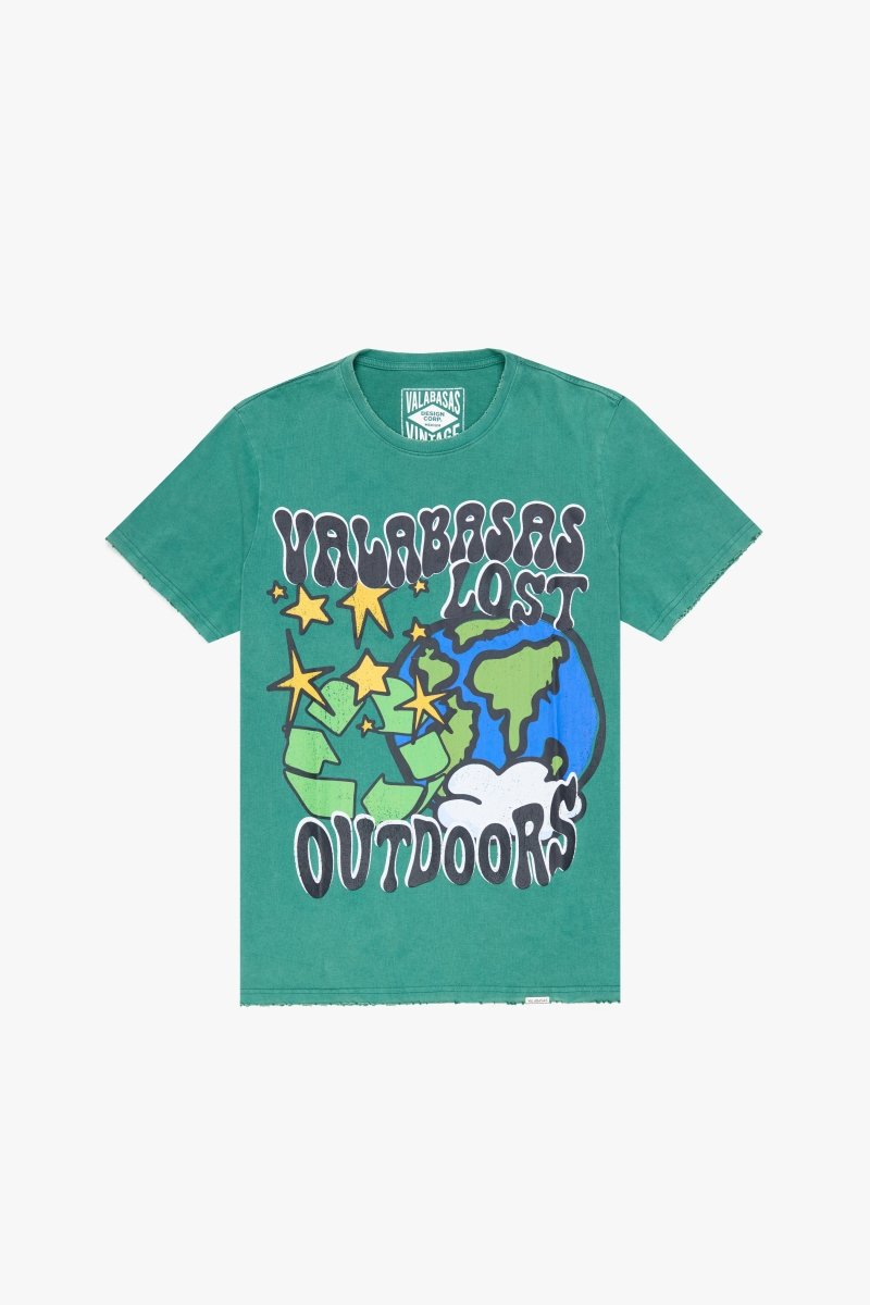 "CARE OUTDOORS" TEE VINTAGE GRASS GREEN - Valabasas