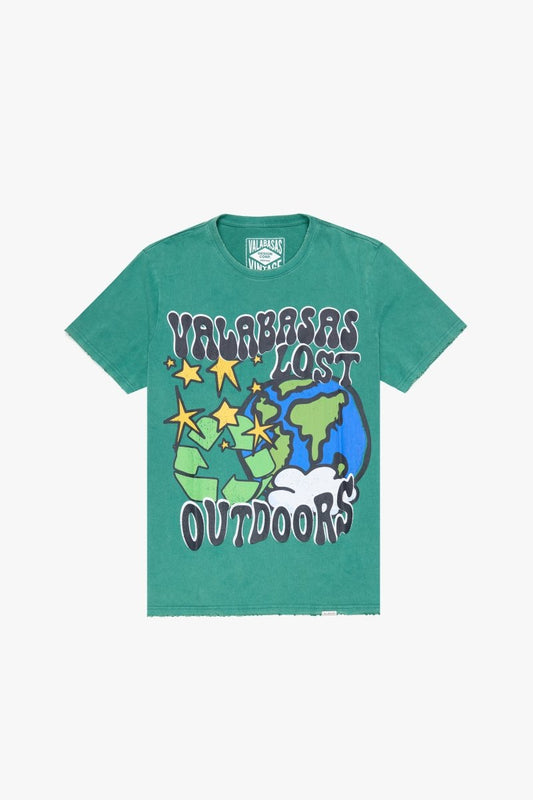 "CARE OUTDOORS" TEE VINTAGE GRASS GREEN - Valabasas
