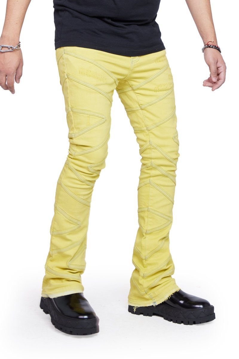 “CASSIUS” STACKED FLARE JEAN YELLOW - Valabasas