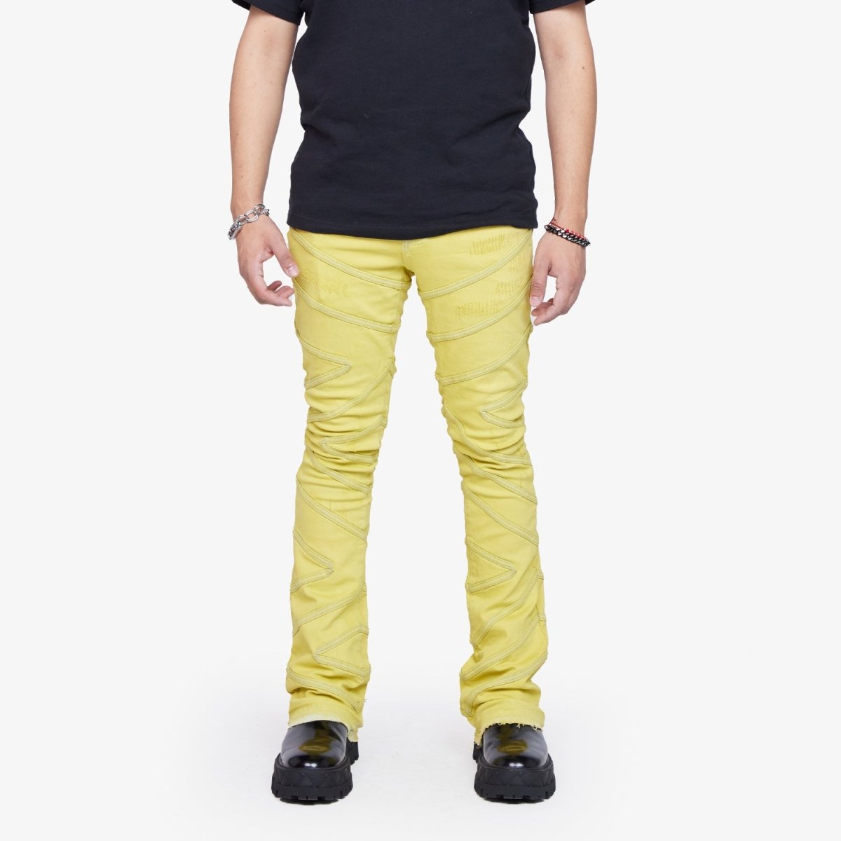 “CASSIUS” STACKED FLARE JEAN YELLOW - Valabasas