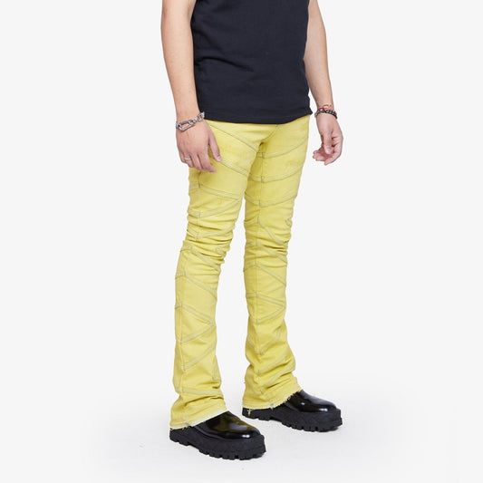 “CASSIUS” STACKED FLARE JEAN YELLOW - Valabasas