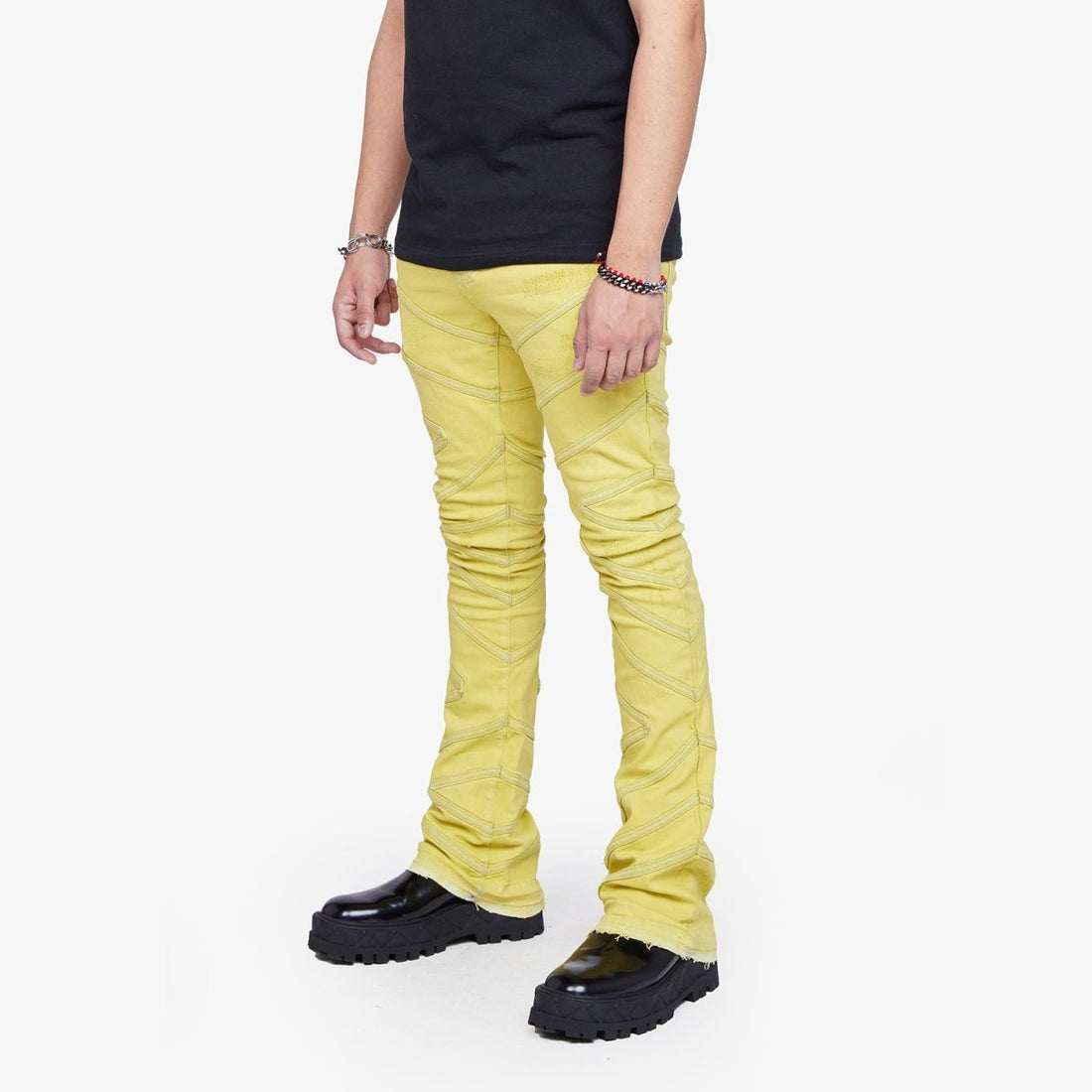 “CASSIUS” STACKED FLARE JEAN YELLOW - Valabasas