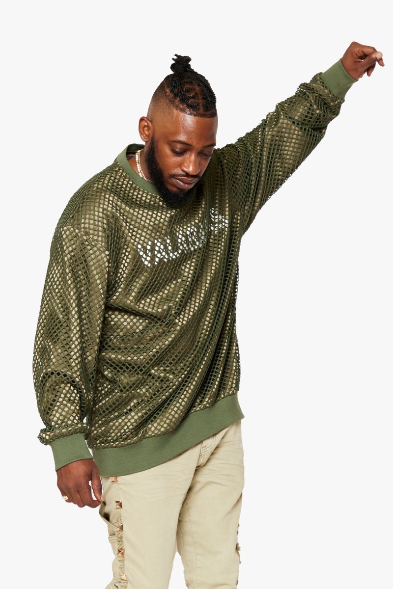 "CAVIERA" SUEDE GREEN LONG SLEEVE TEE