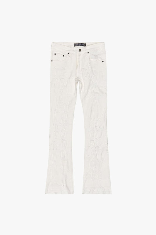 Chase Stacked Flare Jean White - Valabasas