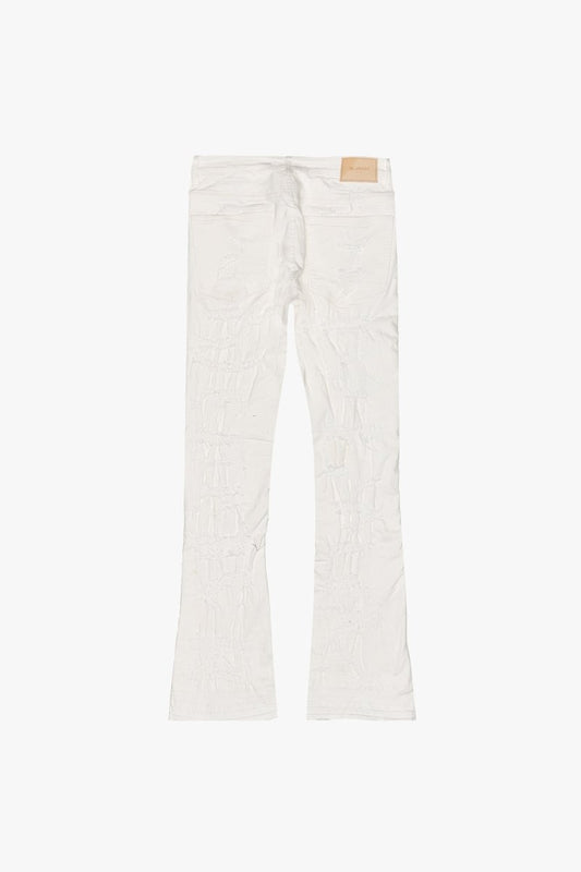 Chase Stacked Flare Jean White - Valabasas