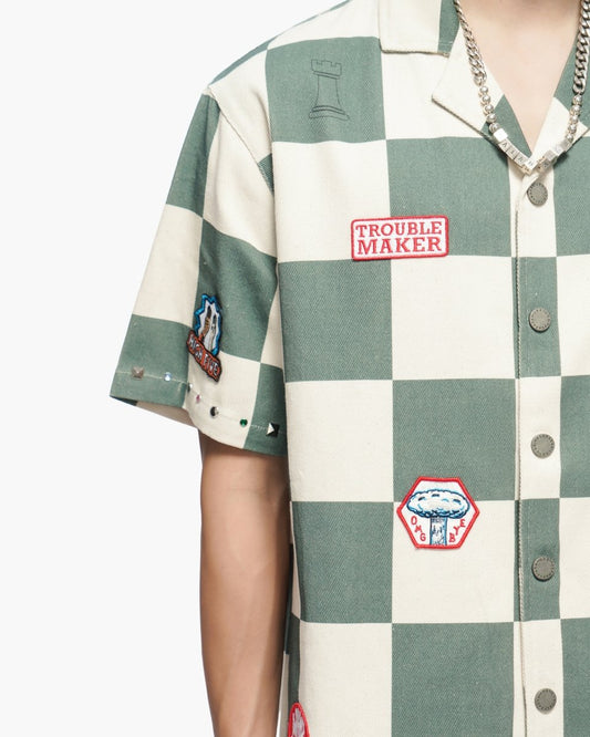 Checkers Green Cream Button Down Shirt - Valabasas