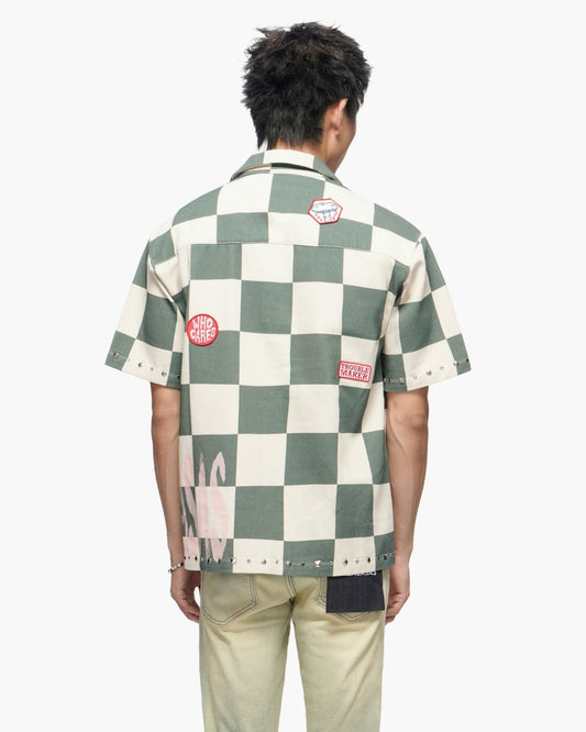 Checkers Green Cream Button Down Shirt - Valabasas