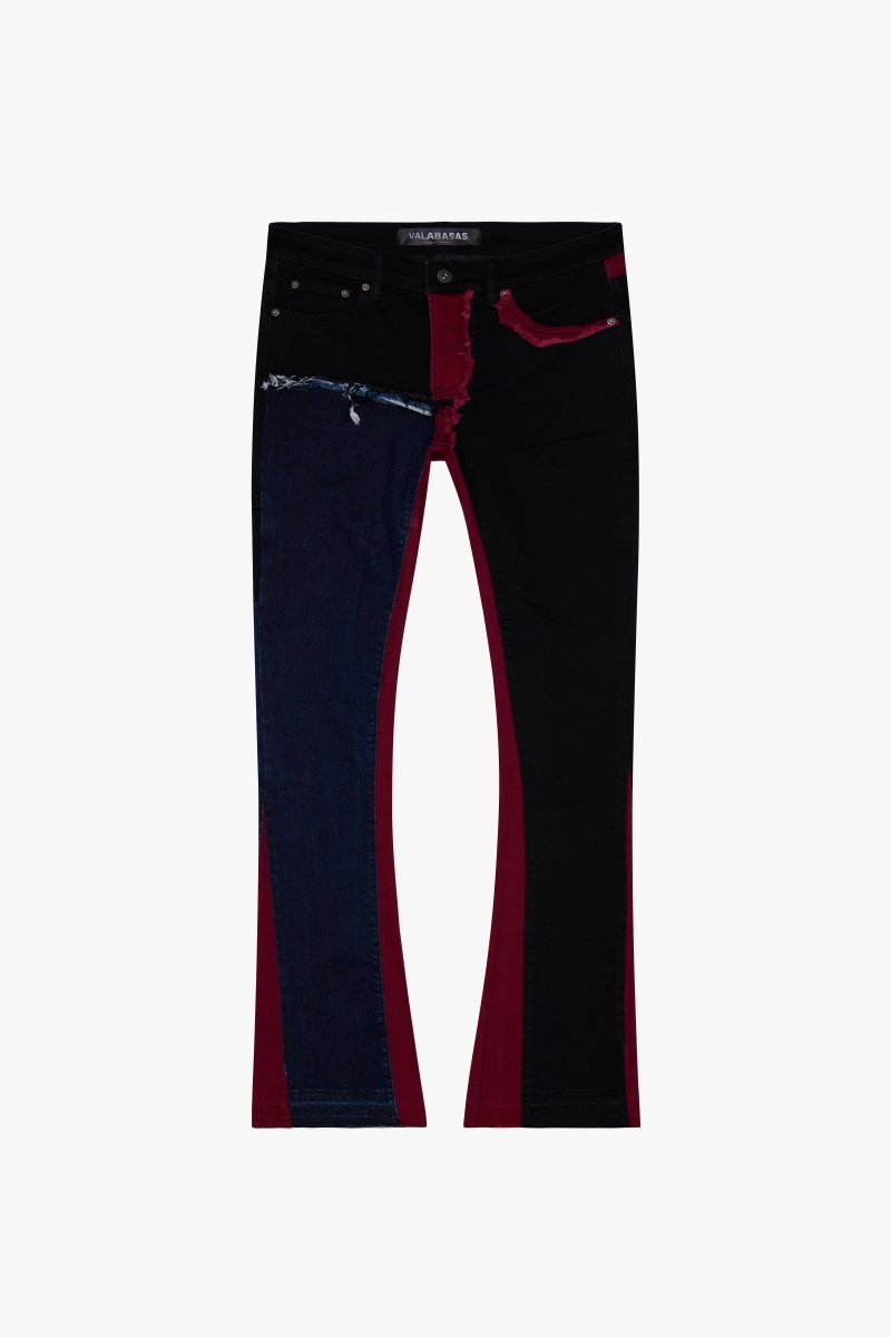 "CHICAGO" STACKED FLARE JEAN RED BLACK - Valabasas